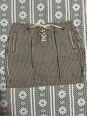 Madewell Striped Lace-Up Mini Skirt in Black and Cream